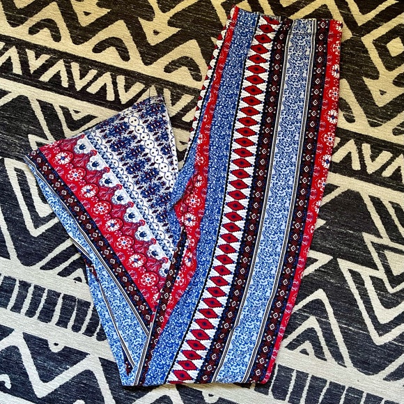 Francesca’s Paisley Boho Hippie Flared Leggings - Picture 2 of 6